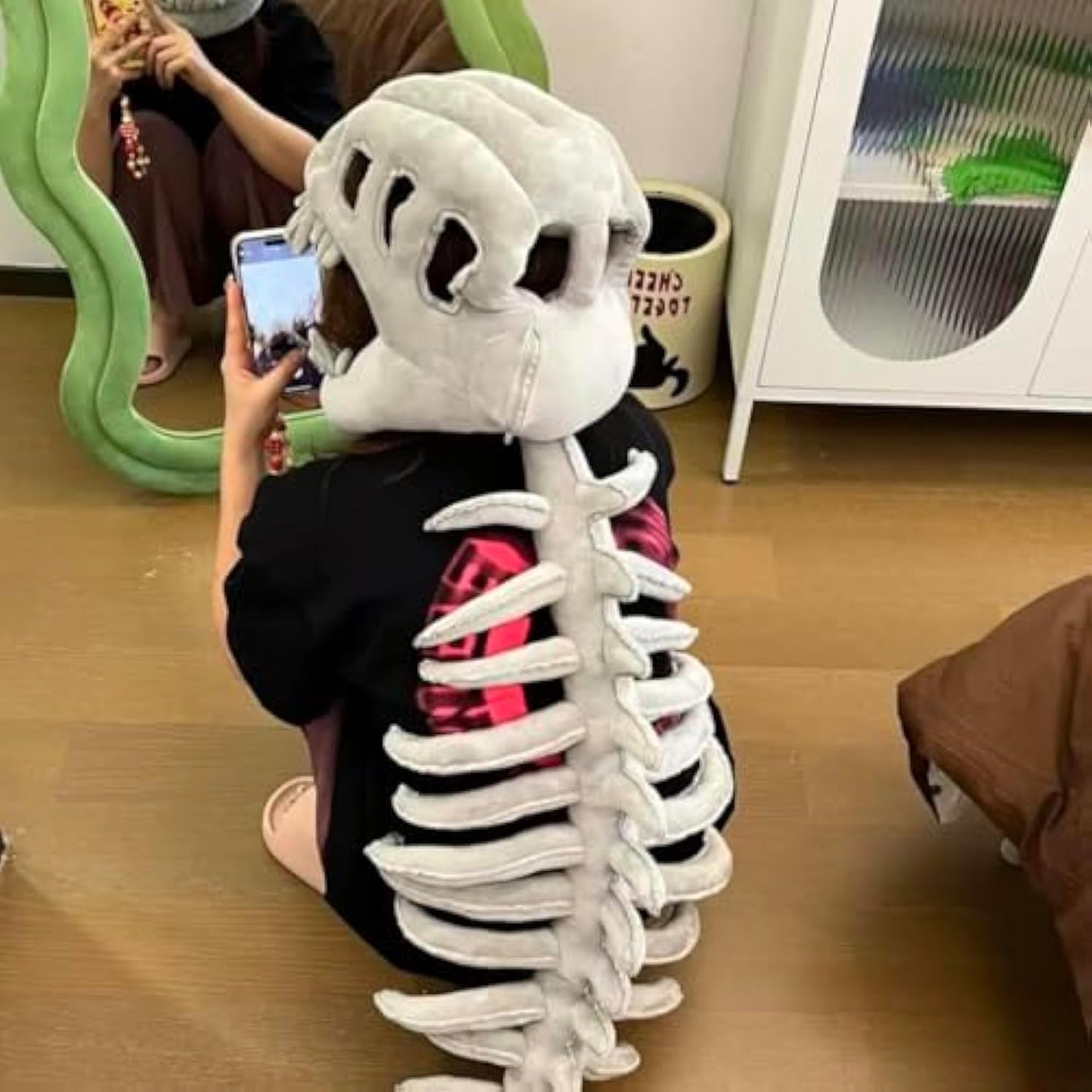 Dinosaur Costume-3D Skeleton Design Plush Realistic Dino Outfit, 2025 New Christmas Fun Skeleton Dinosaur Costume Set (45.2Inch)