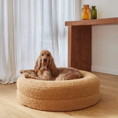 High Quality Luxury Orthopedic Memory Foam Teddy Fabric round Dog Bed Washable Large Dog Beds
