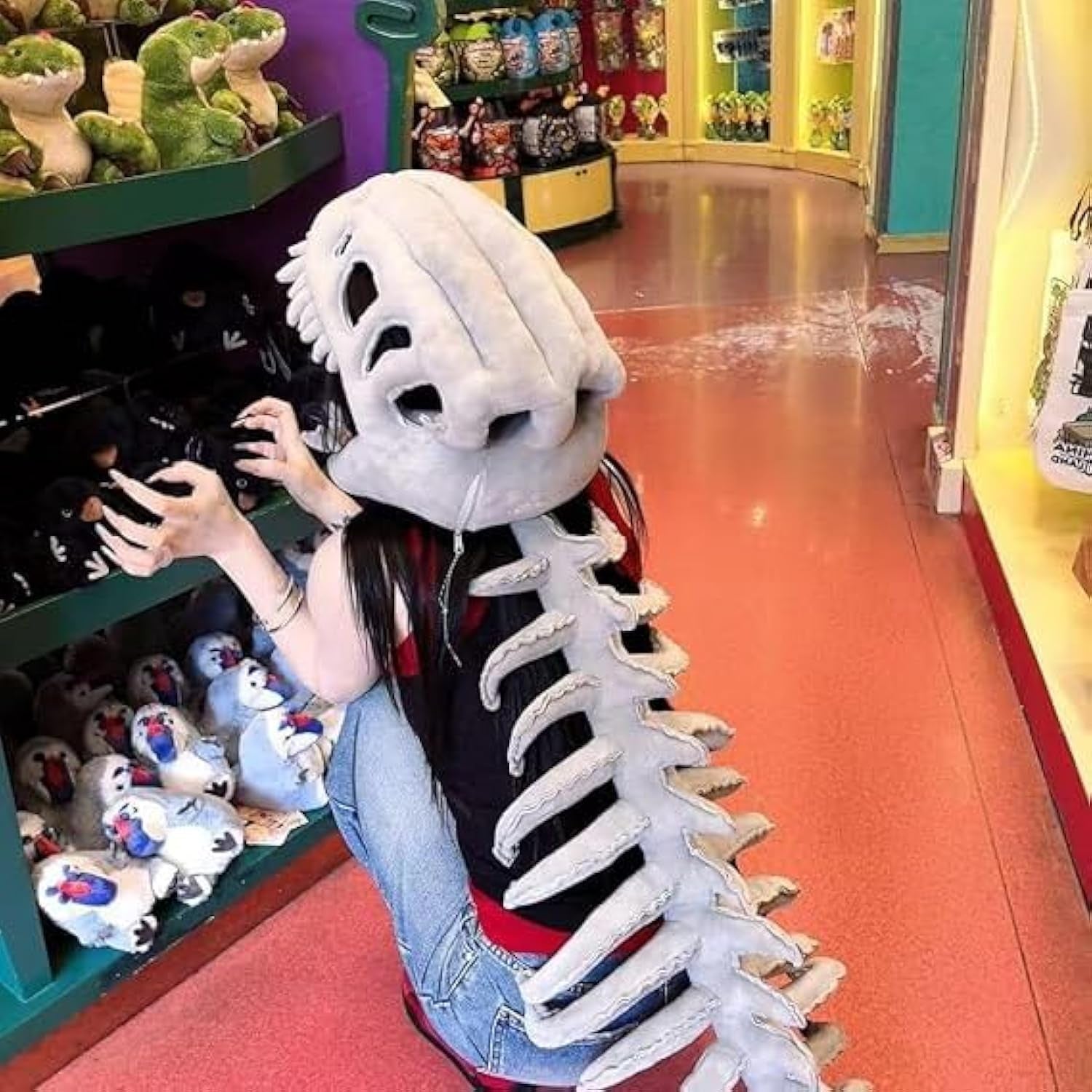 Dinosaur Costume-3D Skeleton Design Plush Realistic Dino Outfit, 2025 New Christmas Fun Skeleton Dinosaur Costume Set (45.2Inch)