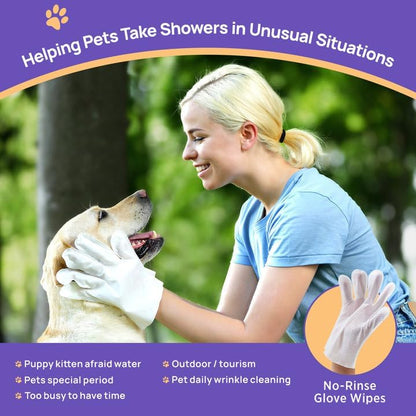 Cleaning Deodorizing Glove Wipes for Dogs & Cats, Vet Recommended Hypoallergenic Hydrating & Nourish Fur Pet Grooming Glove Wipes, Pet Bathing Wipes for Horse Coat Care