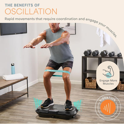 Waver Vibration Plate Exercise Machine for Lymphatic Drainage, Muscle Activation, Full-Body Workout Vibrating Platform with Loop Bands, Fitness Equipment for Strength Toning & Fat Loss