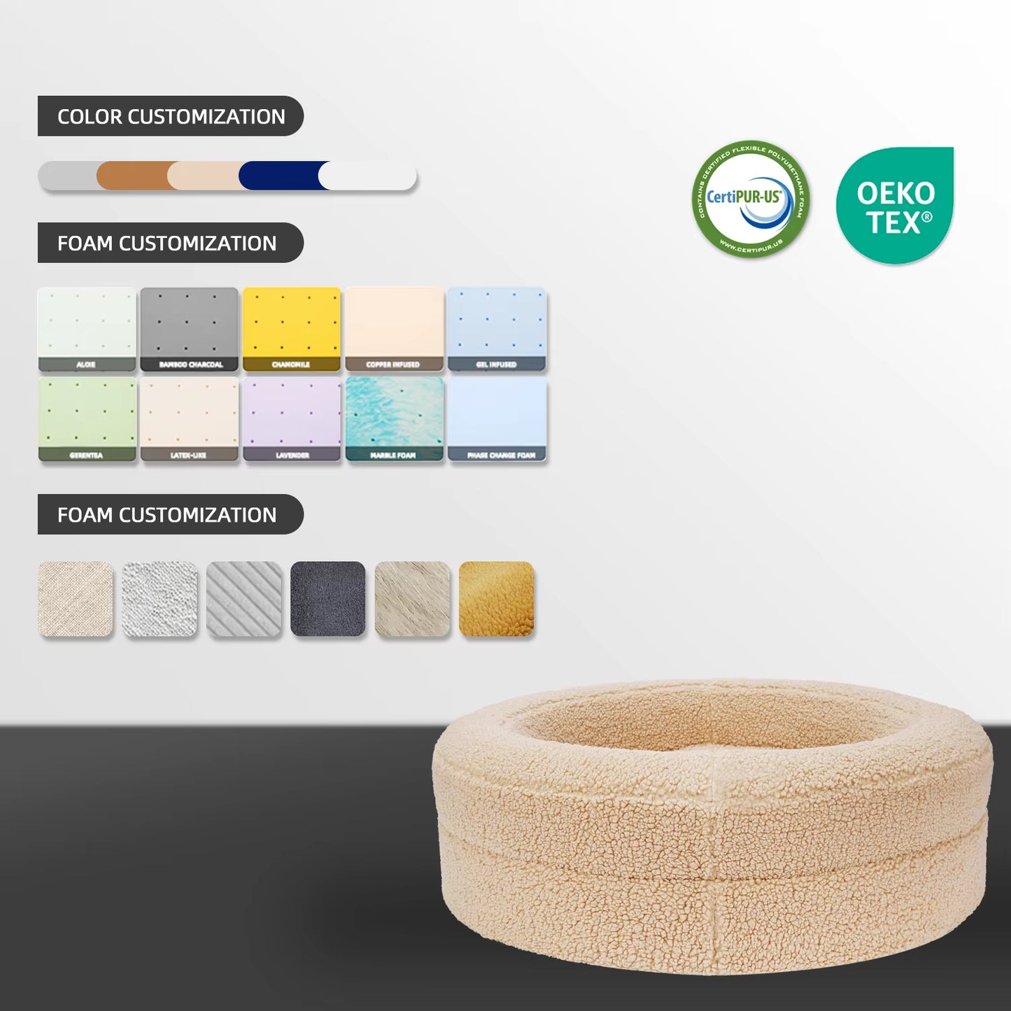 High Quality Luxury Orthopedic Memory Foam Teddy Fabric round Dog Bed Washable Large Dog Beds