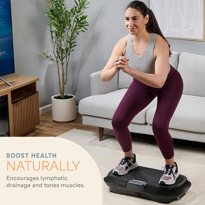 Waver Vibration Plate Exercise Machine for Lymphatic Drainage, Muscle Activation, Full-Body Workout Vibrating Platform with Loop Bands, Fitness Equipment for Strength Toning & Fat Loss