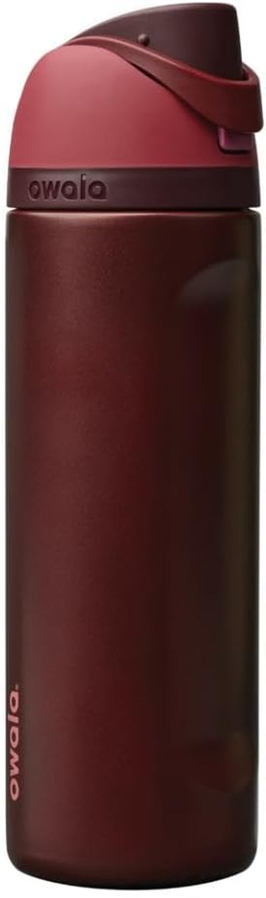 Freesip Insulated Stainless Steel Water Bottle with Straw, Bpa-Free Sports Water Bottle, Great for Travel, 24 Oz, Black Cherry