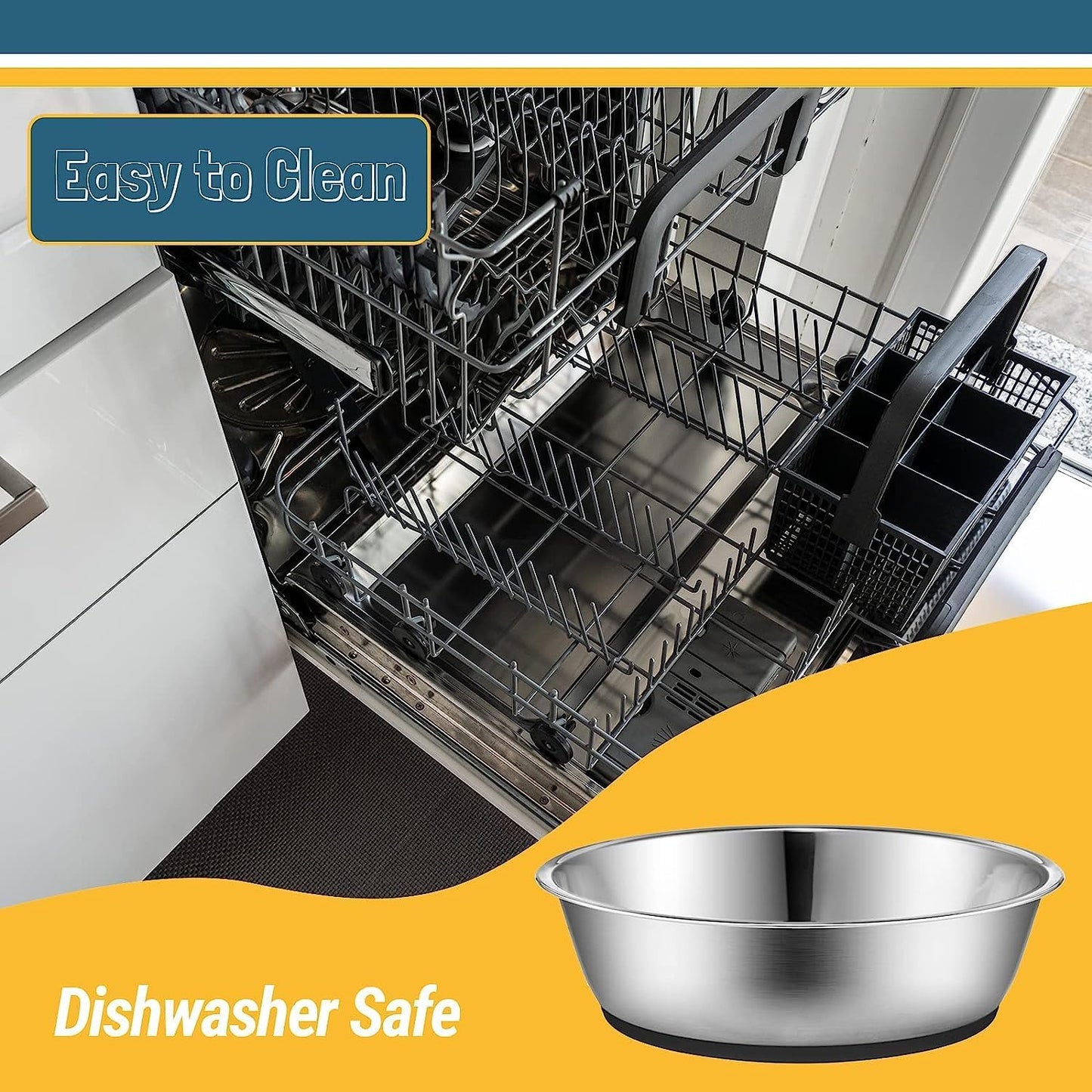 Lightweight Stainless Steel Cat Bowls - 3 Cup, 2 Pack