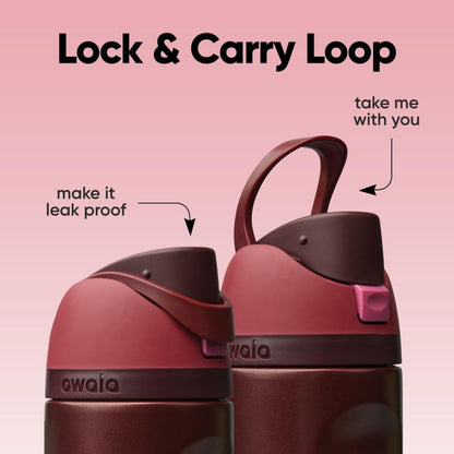 Freesip Insulated Stainless Steel Water Bottle with Straw, Bpa-Free Sports Water Bottle, Great for Travel, 24 Oz, Black Cherry