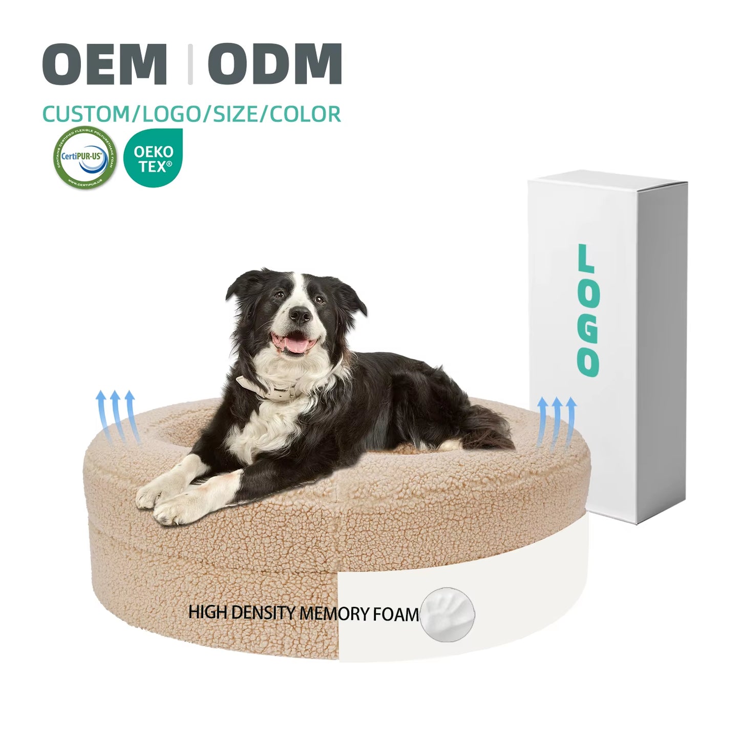 High Quality Luxury Orthopedic Memory Foam Teddy Fabric round Dog Bed Washable Large Dog Beds