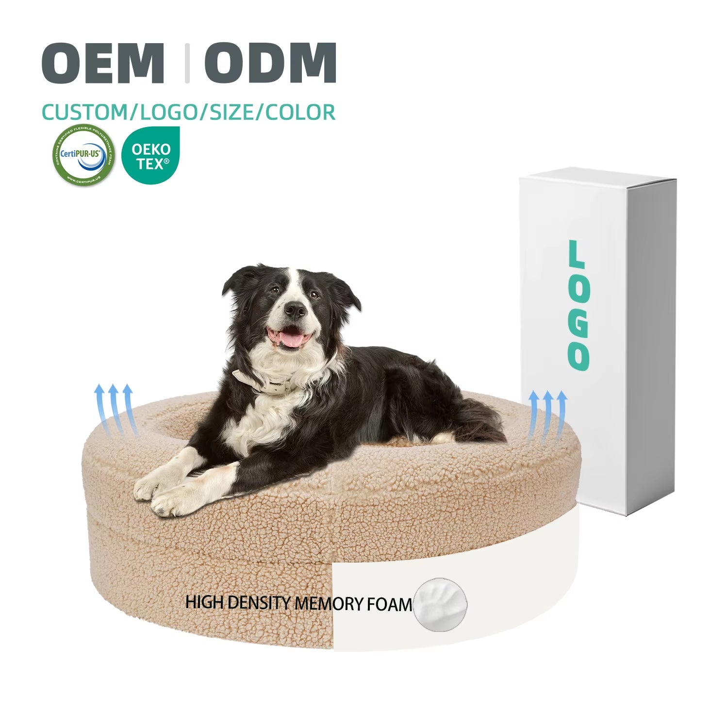 High Quality Luxury Orthopedic Memory Foam Teddy Fabric round Dog Bed Washable Large Dog Beds