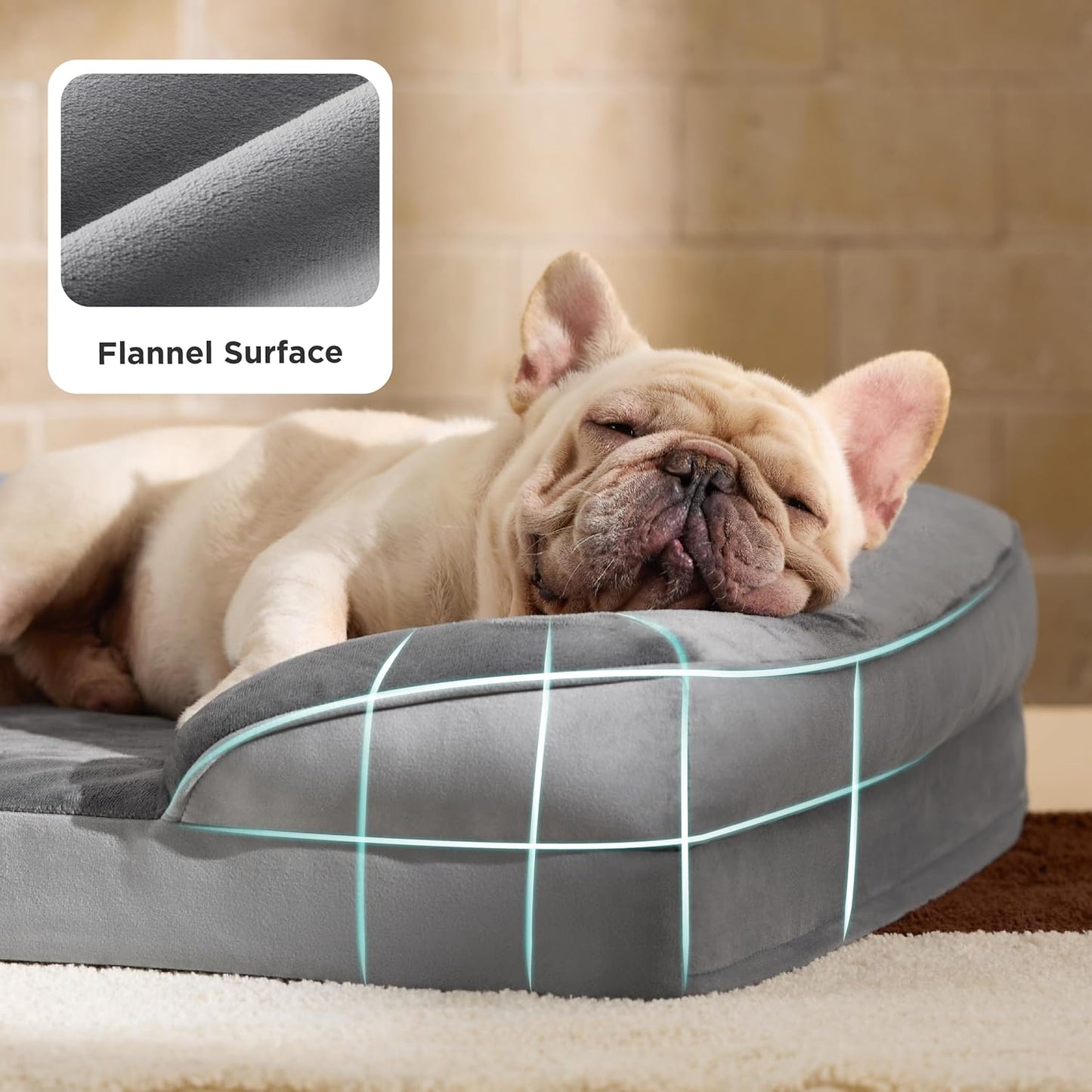 Orthopedic Dog Bed Medium Size Dogs - Washable Small Medium Dog Cat Bed Waterproof, Comfort Cats Couch Sofa with Washable Removable Cover, Pets Bed with Nonskid Bottom, Grey, 28"