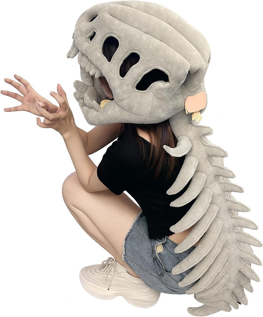 Dinosaur Costume-3D Skeleton Design Plush Realistic Dino Outfit, 2025 New Christmas Fun Skeleton Dinosaur Costume Set (45.2Inch)