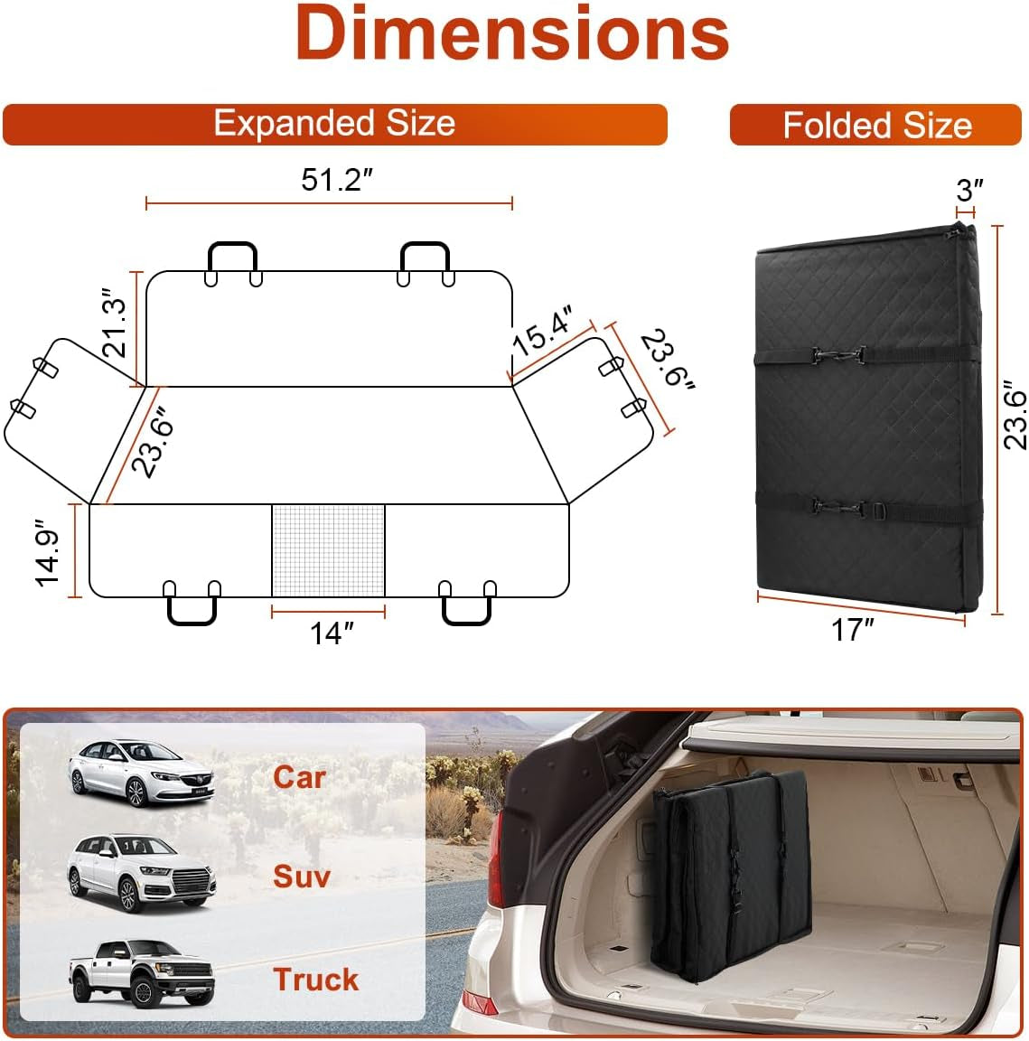 Dog Car Seat Cover, Dog Hammock for Car Backseat, Non Inflatable Seat Cover for Back Seat,Hard Bottom Back Seat Protector for Cars,Trucs & Suvs