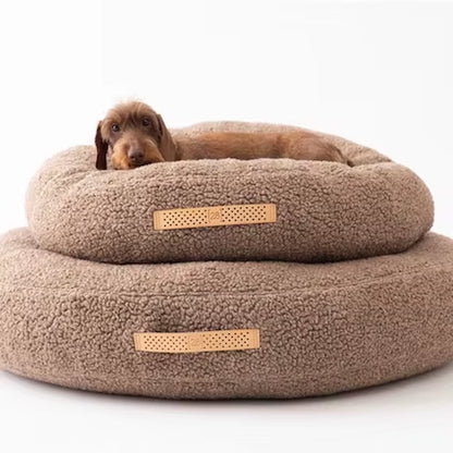 Yangyangpet Cheap Cama De Perro 40CM 120CM Custom Boucle Warm round Donut Cuddler Luxury Animal Bed Cat Boucle Pet Bed