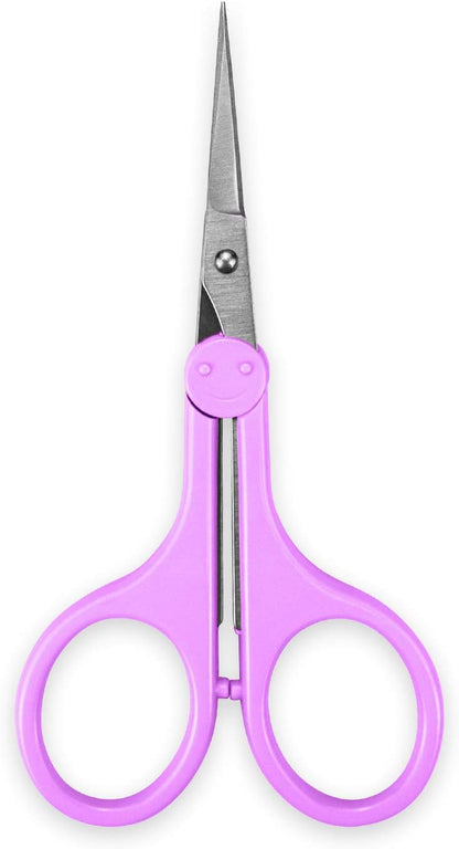 Eyebrow Scissors, Small Scissors for Facial, Nose, Eyebrow, Mustache, and Beard Hair Trimming & Grooming, Straight Edge, Purple Long Cap