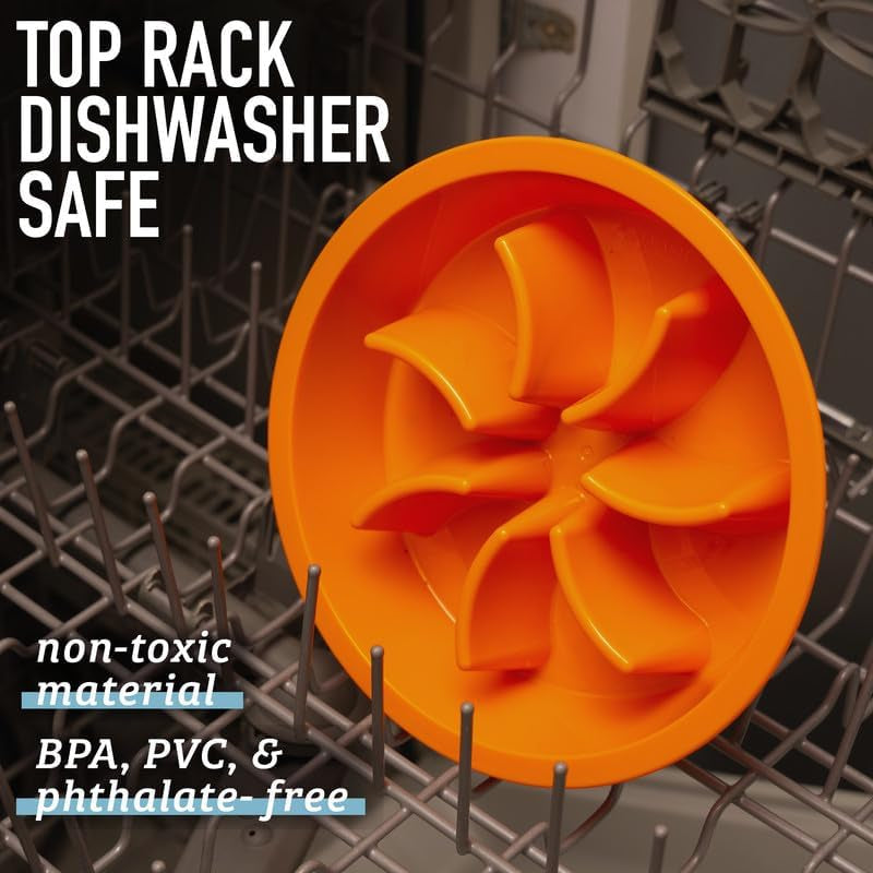 Slow Feeder Dog Bowls - 2 Cup, Puzzle Dog Food Bowl with Feeder Holes, Fits into Elevated Pet Feeders, Slow Eating for Large, Medium & Small Sized Breeds, Gray